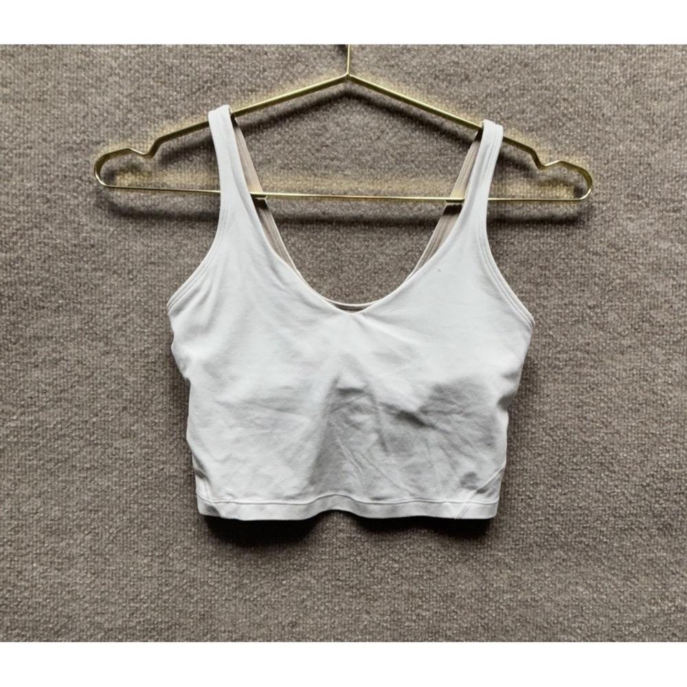 Lululemon Align Cropped Tank Top Bra Size 4‎ White Padded Athleisure Yoga Run
